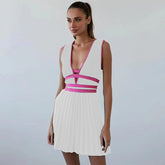Mini-robe plissée en maille Fleur
